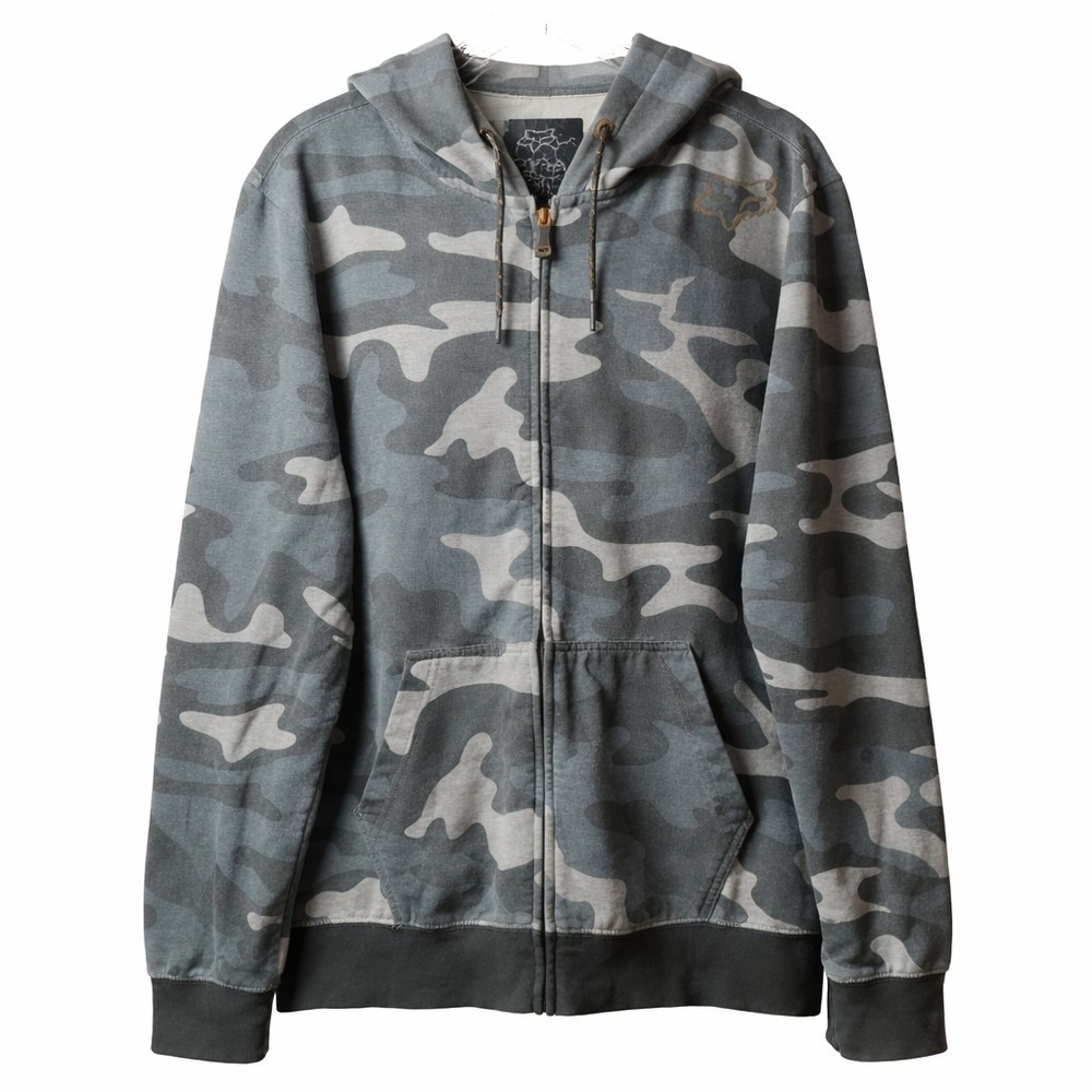 FOX Tech Stretcher Moth TruDri Camo Full Zip Fleece Hoodie Jacket Sz M Logo Y2K